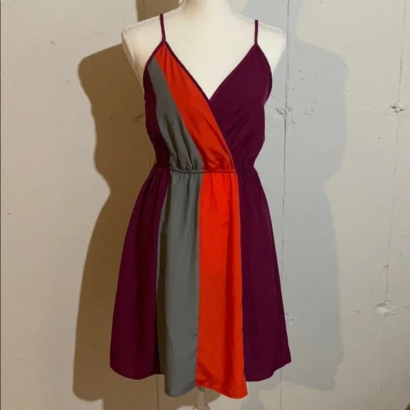 Mossimo Color Block Thin Strap V Neck Dress - Picture 2 of 9